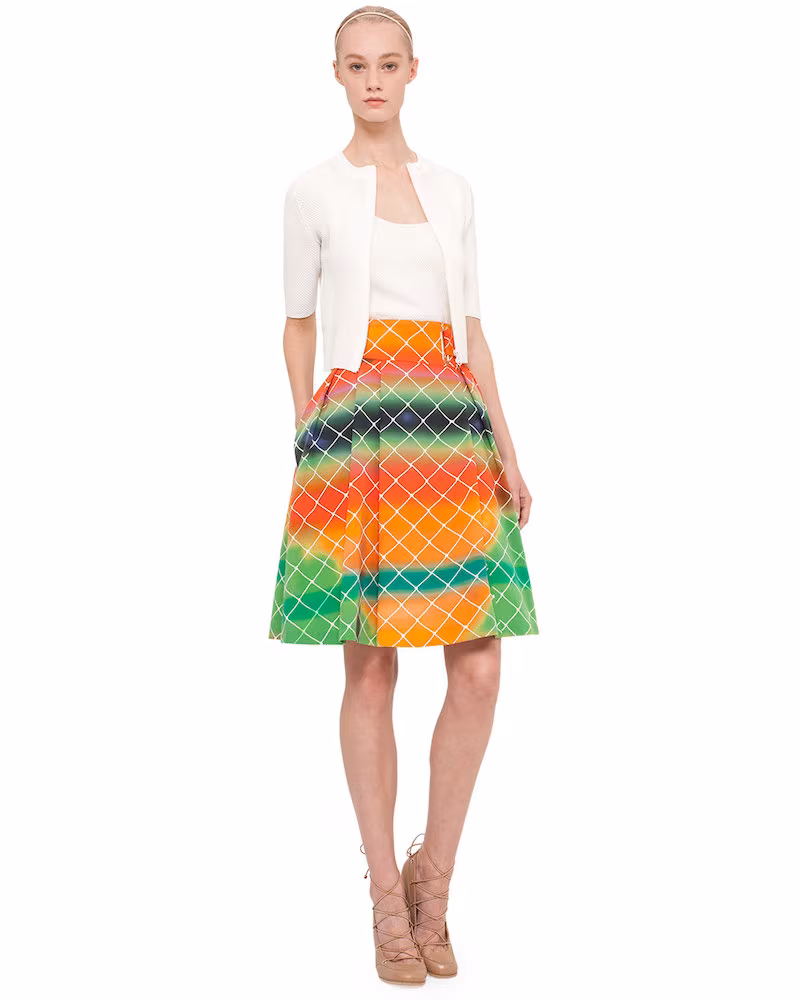 Akris punto Net-Print A-Line Cotton Skirt