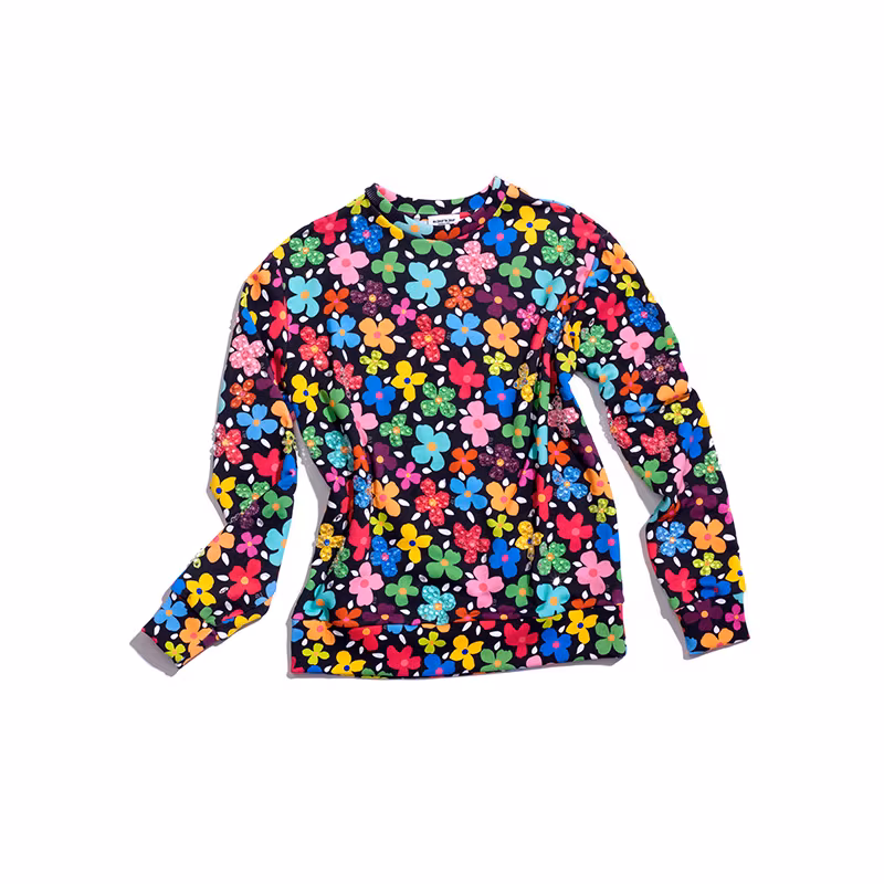 Au Jour Le Jour Swarovski Crystals Floral Sweatshirt