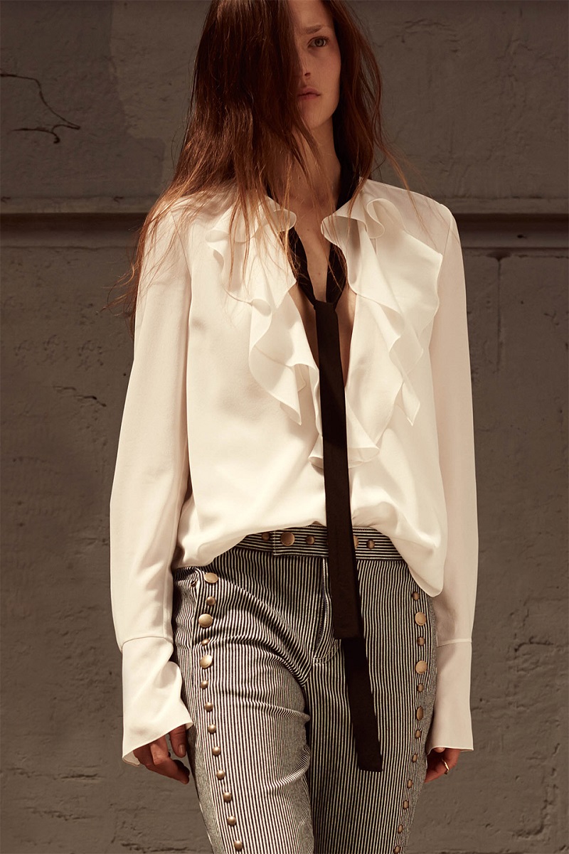 Chloé Ruffle-neck long-sleeved silk blouse
