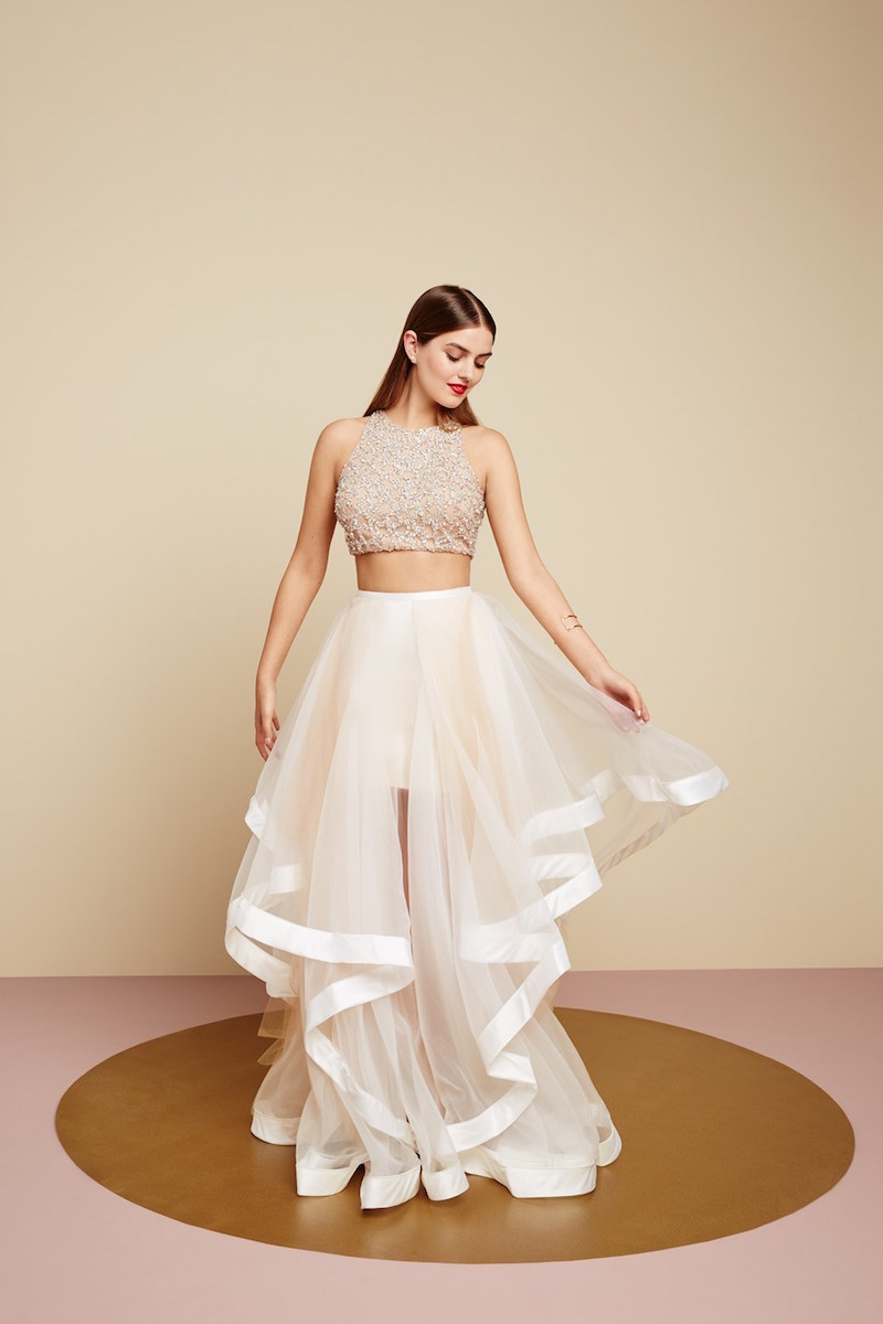 Glamour by Terani Couture Beaded Top & Organza Two-Piece Ballgown