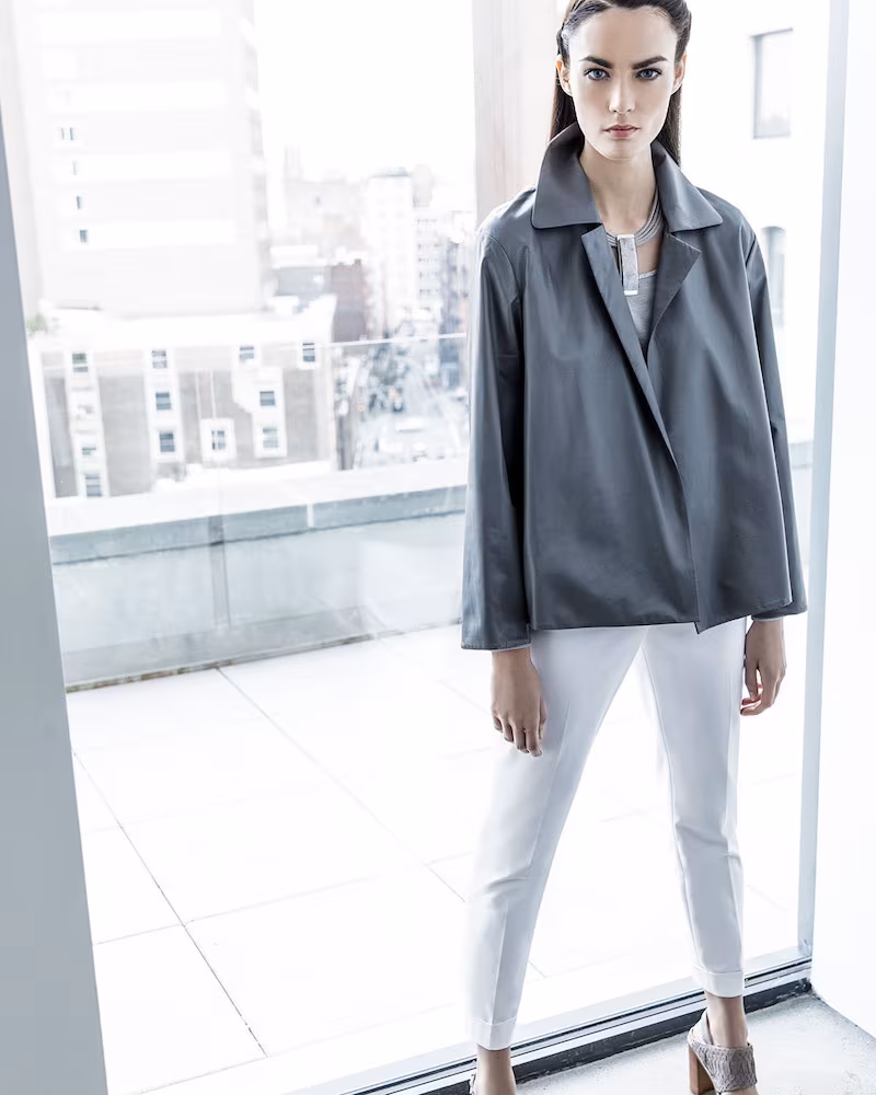Lafayette 148 New York Tavi 3 4-Sleeve Leather Topper