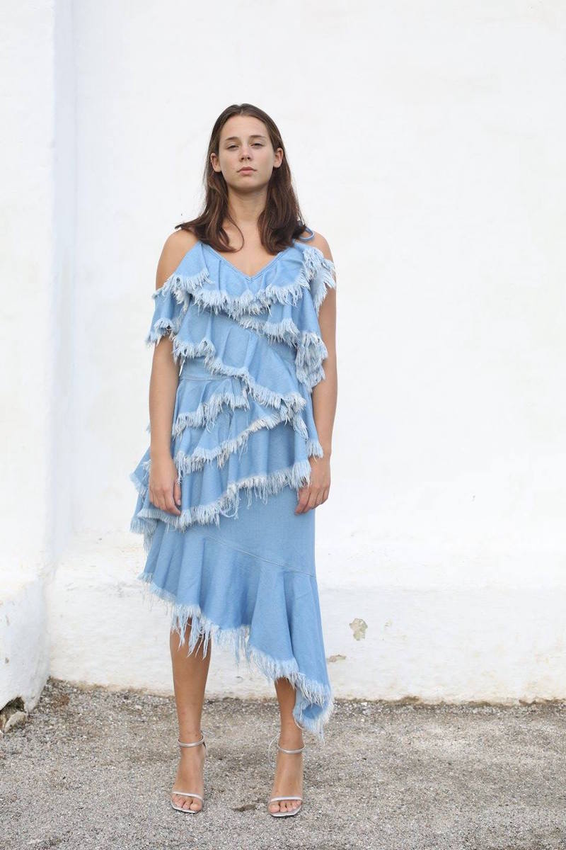 Marques'Almeida Asymmetric-hem Frayed Denim Skirt