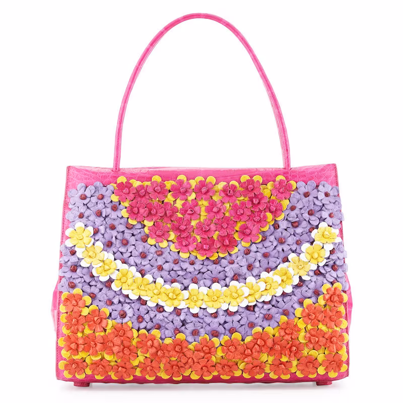 Nancy Gonzalez Wallis Medium Floral Crocodile Tote Bag