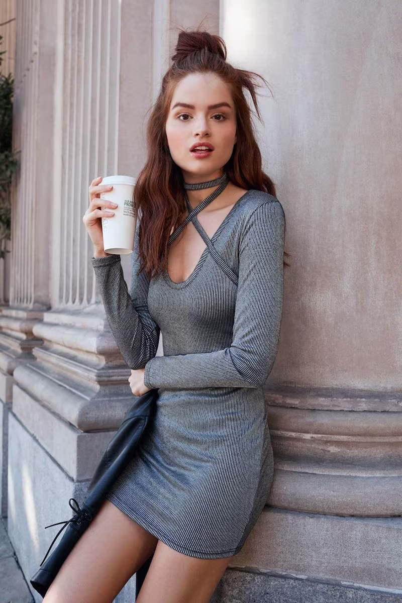Nasty Gal Cross and Turn Ribbed Mini Dress