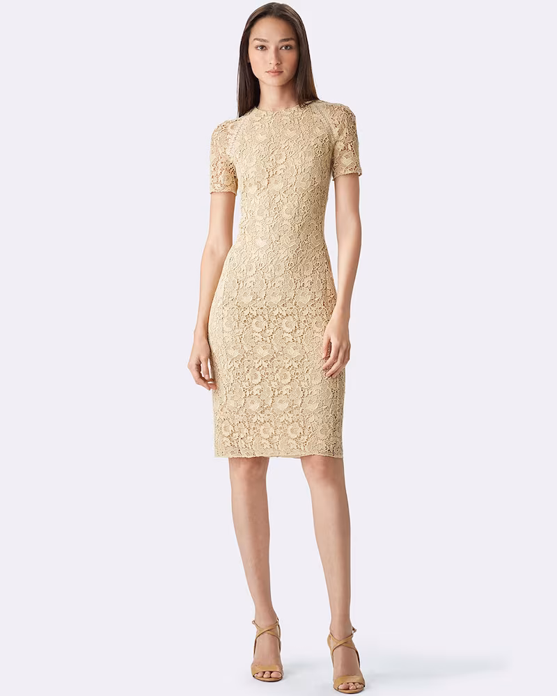 Ralph Lauren Short-Sleeve Floral-Guipure Lace Dress