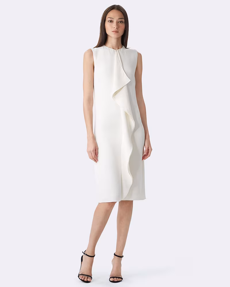 Ralph Lauren Sleeveless Ruffle-Front Sheath Dress