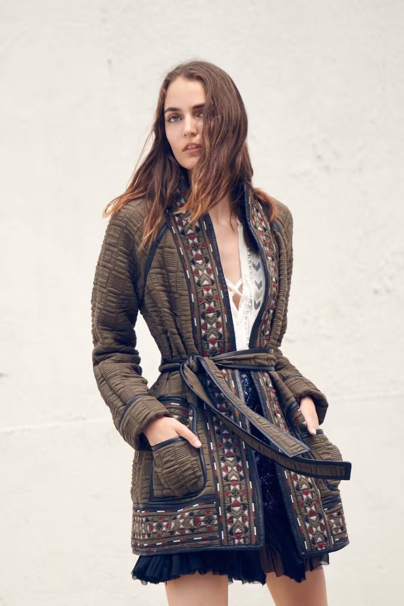 Rebecca Taylor Picktstitch Cotton Embroidered Coat