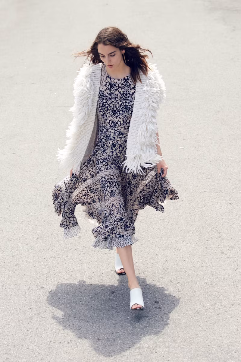 Rebecca Taylor Short Sleeve Print Mix Dress
