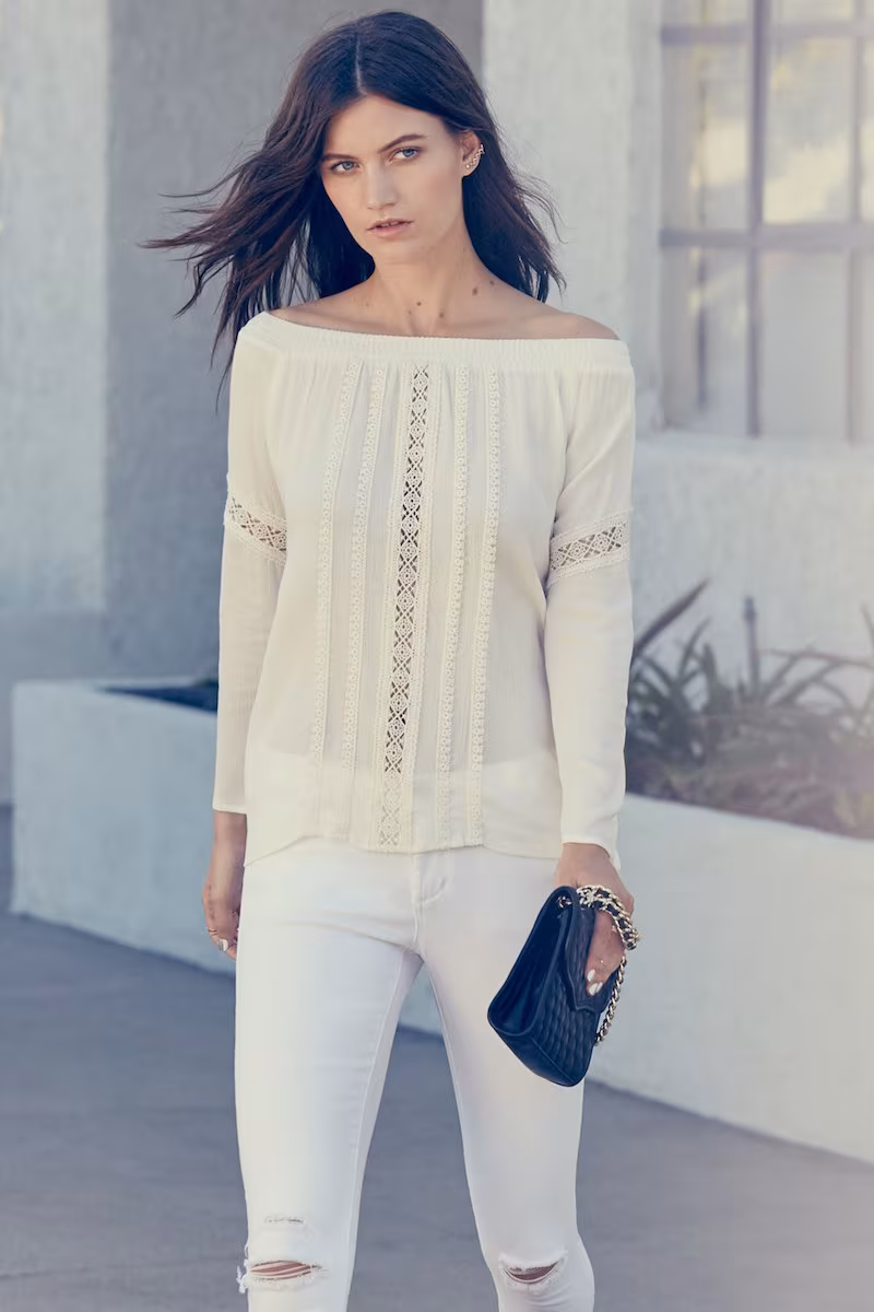 Socialite Crochet Detail Off the Shoulder Top