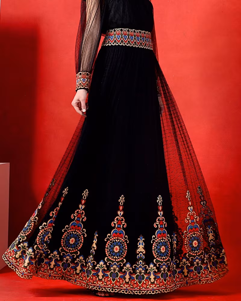 Alice + Olivia Savanna Embroidered Tulle Maxi Skirt