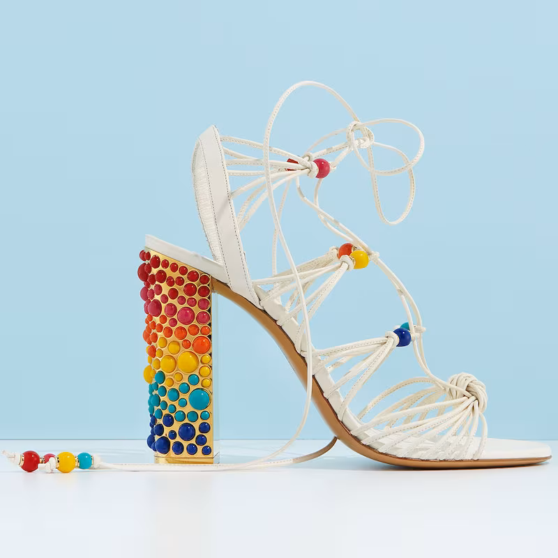 Edgardo Osorio for Salvatore Ferragamo Rainbow Beaded Gladiator Sandal