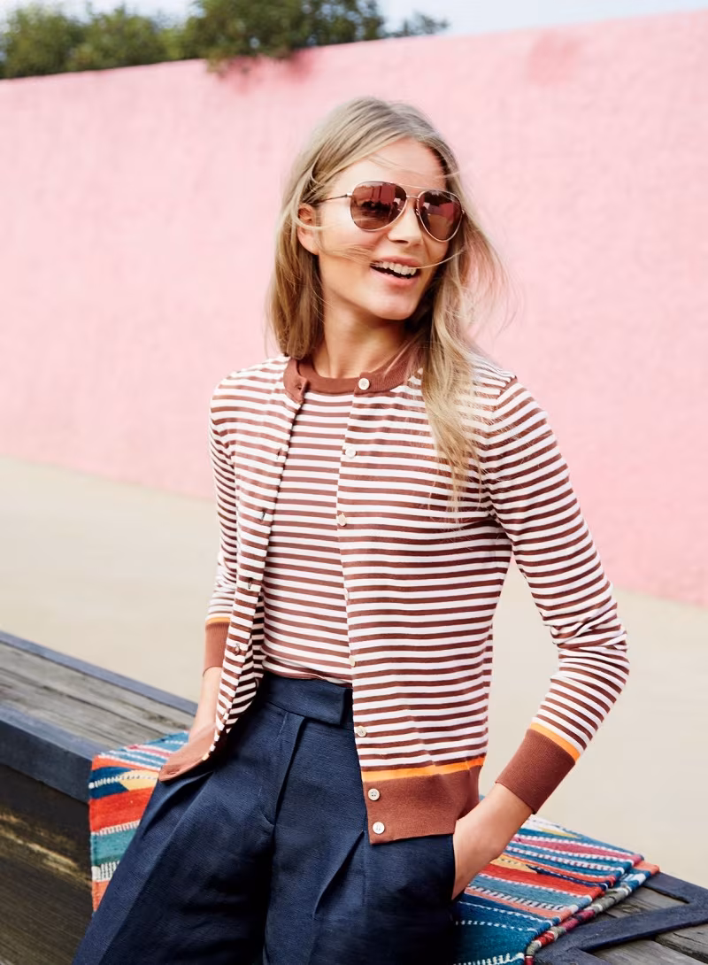 J.Crew Cotton Jackie cardigan with neon tipping
