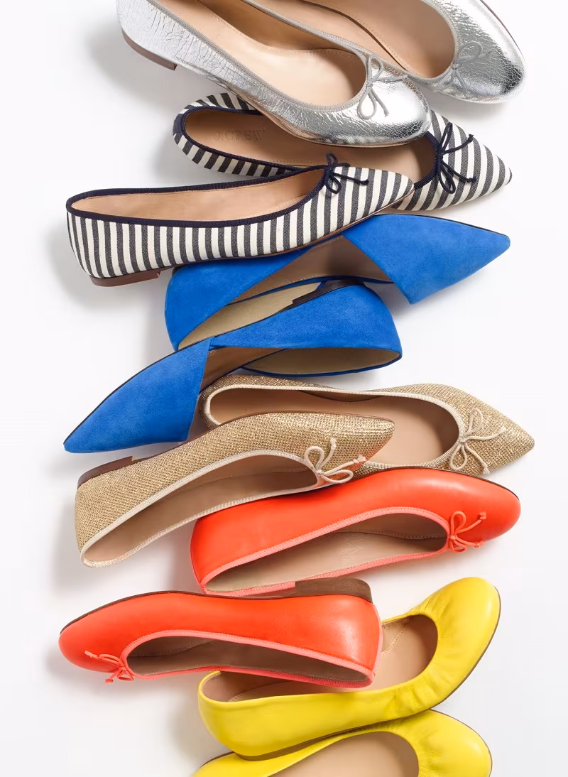 J.Crew Kiki crackled metallic leather ballet flats