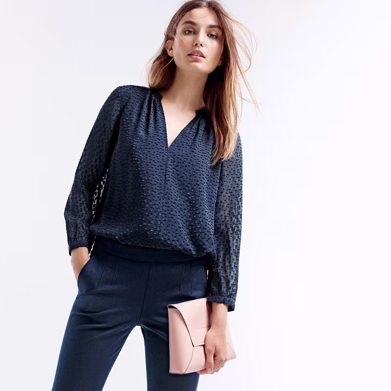 J.Crew Silk clip dot top