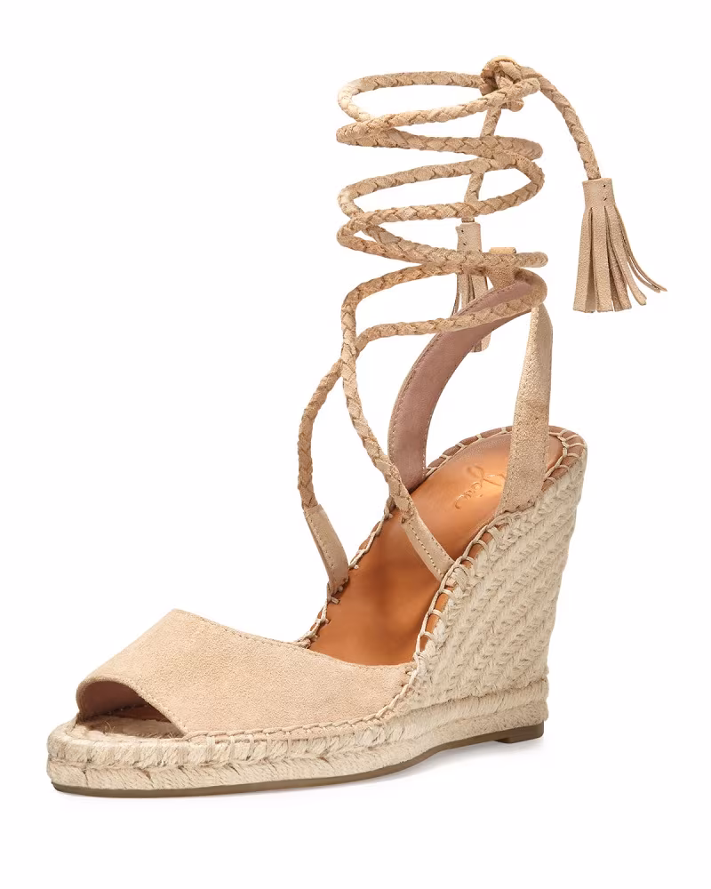 Joie Phyllis Suede Lace-Up Wedge Espadrille Sandal