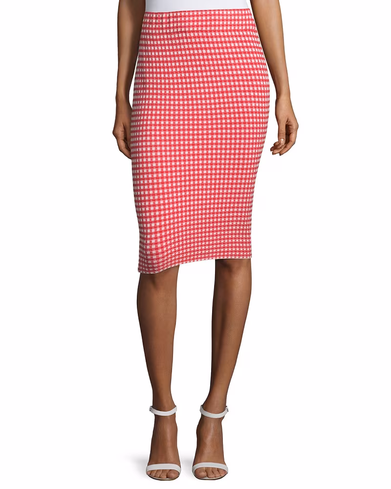Jonathan Simkhai Gingham Stretch Pencil Skirt