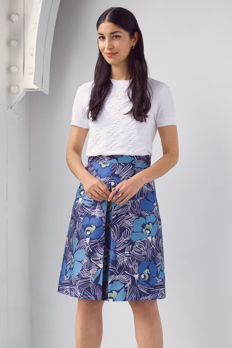 Nordstrom Signature and Caroline Issa Center Pleat Wool & Silk Twill Skirt