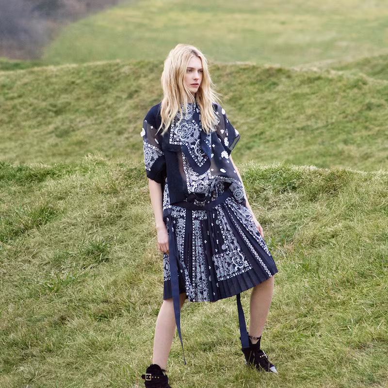 Sacai Belted Bandana-Print Blouse