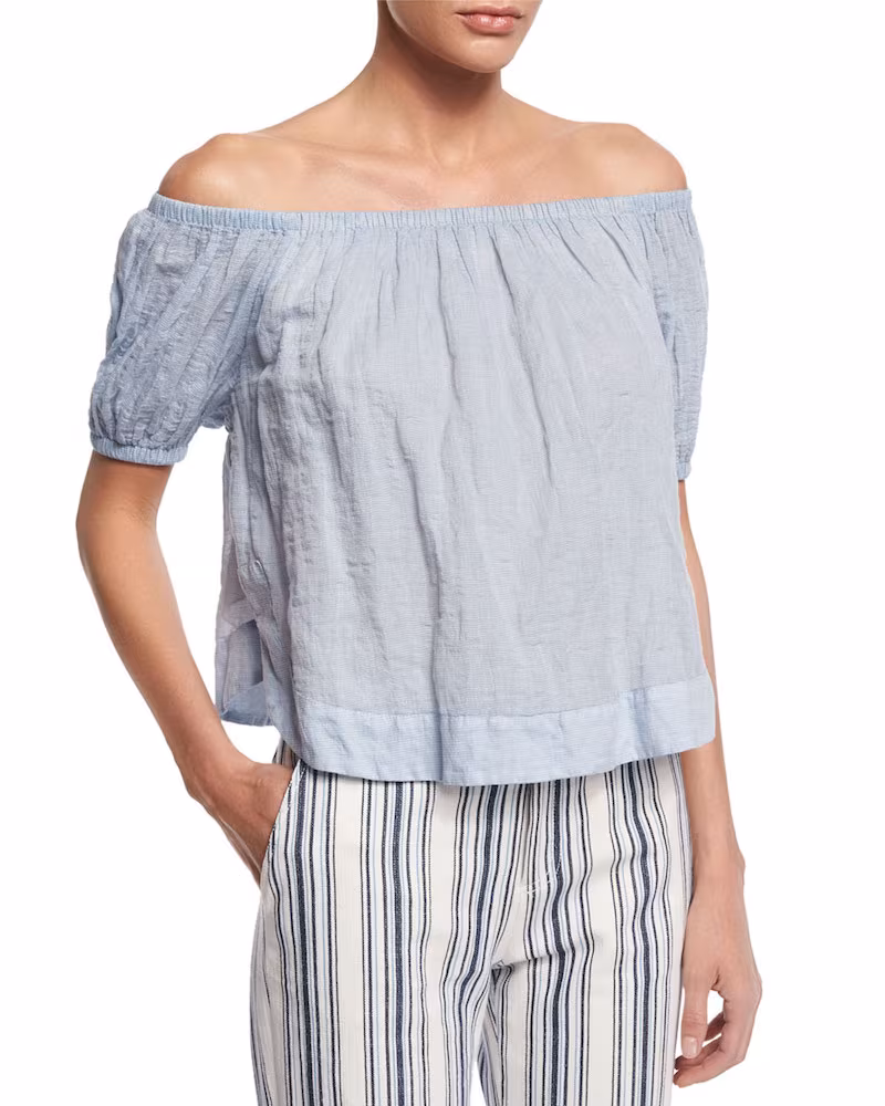 See By Chloé Crinkled Off-the-Shoulder Top_1