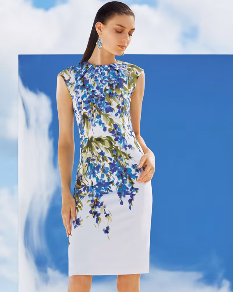 St. John Collection Budding Floral-Print Sheath Dress