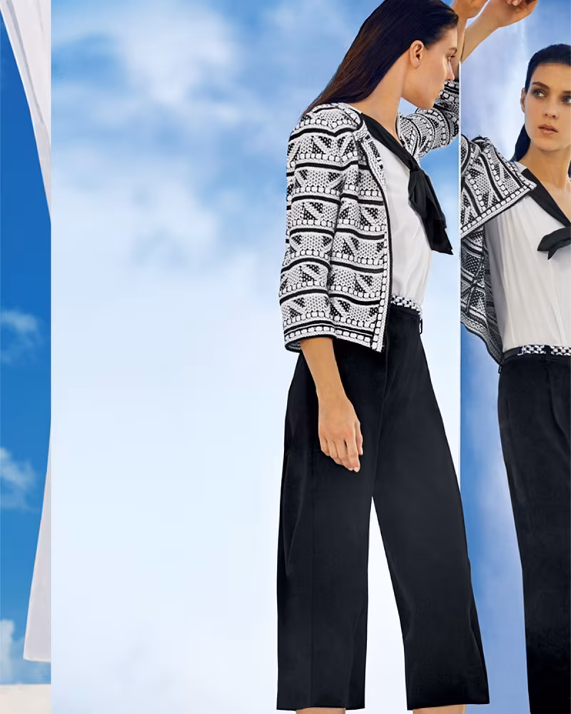 St. John Collection Elia Geometric-Knit 34-Sleeve Jacket