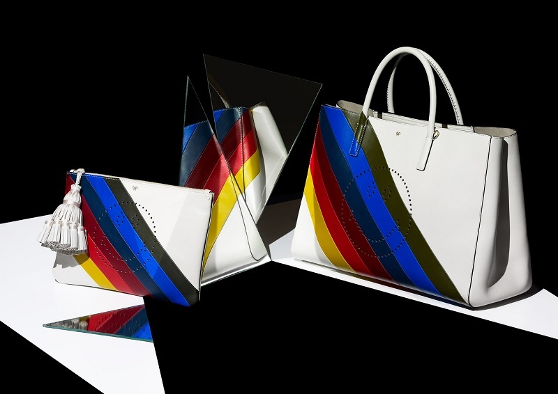 Anya Hindmarch Rainbow Smiley Featherweight Ebury leather tote