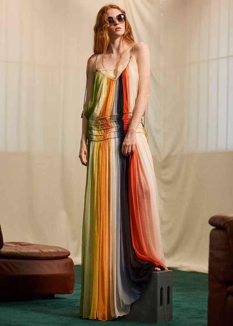 Chloé Rainbow Deep Dye Silk Crepon Dress