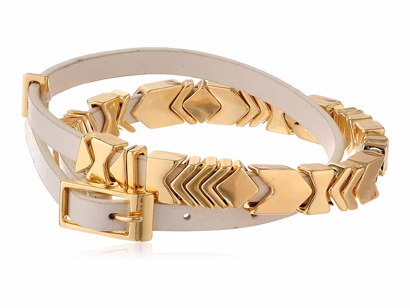 House of Harlow 1960 Gold-Plated and Leather Wrap Bracelet