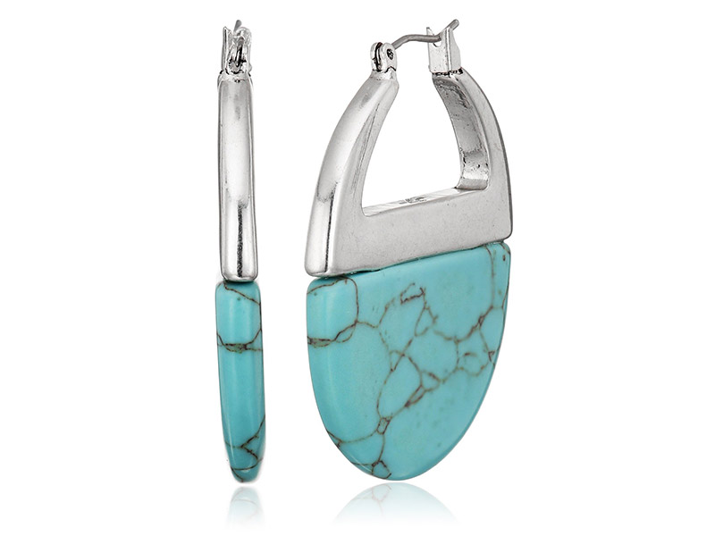Kenneth Cole New York Poolside Turquoise Semiprecious Turquoise Hoop Earrings