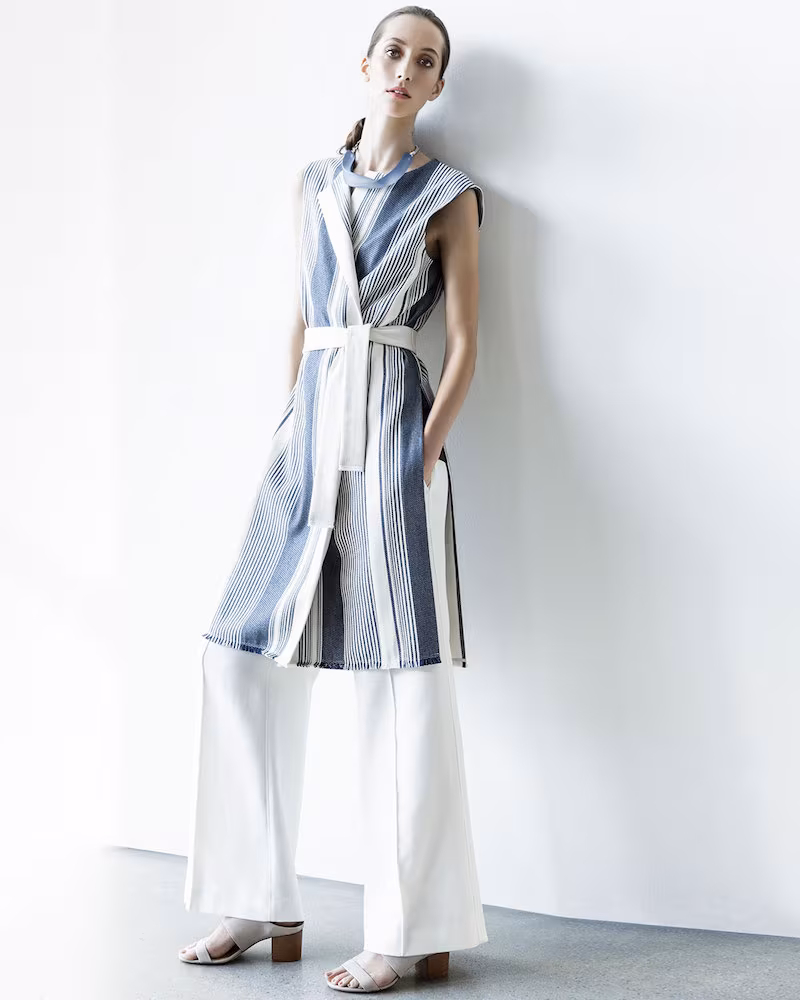 Lafayette 148 New York Fergie Belted Striped Vest