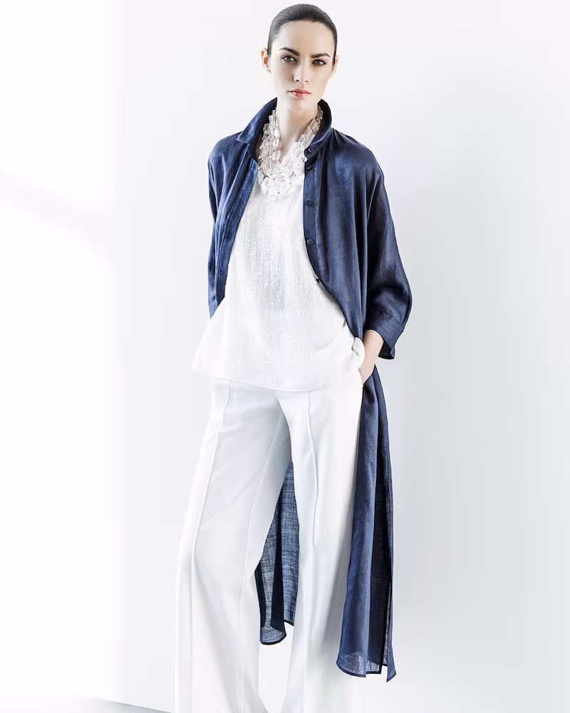 Lafayette 148 New York Gemma Cloth 3/4-Sleeve Long Duster