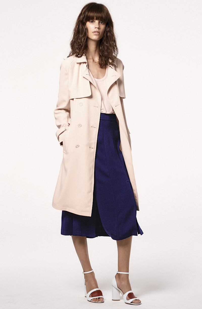 Laundry by Shelli Segal Belted Crepe Long Trench Coat