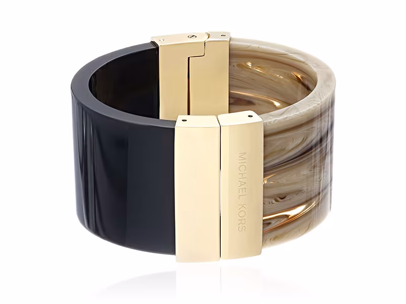 Michael Kors Color Block Acetate and Lucite Gold-Tone Hinged Cuff Bangle Bracelet