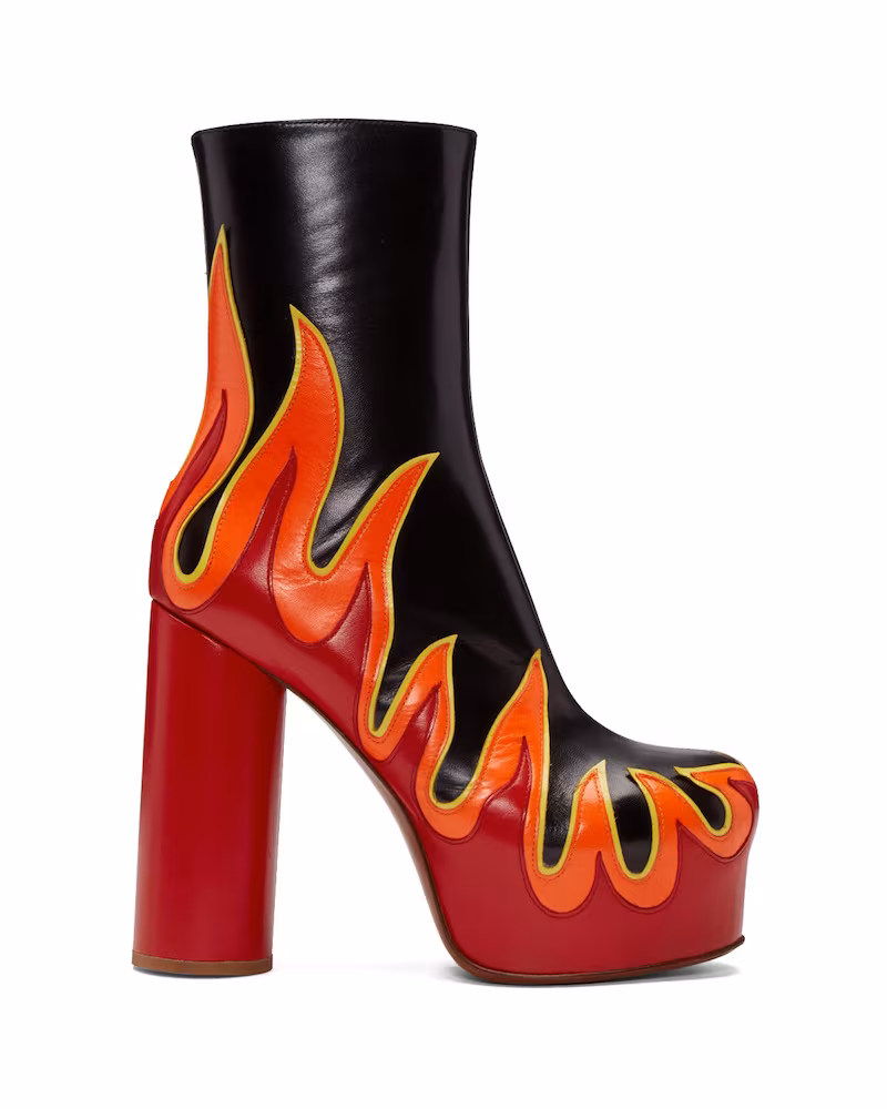 SSENSE Exclusive Vetements Black & Red Leather Flame Boots_3