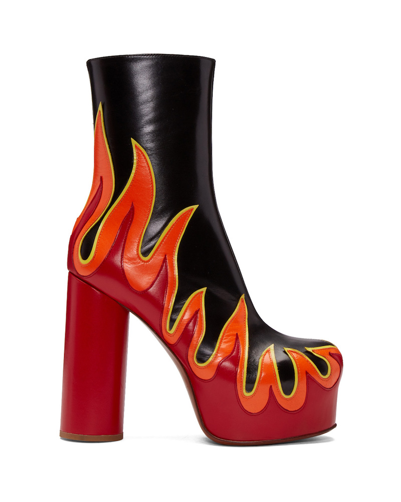 SSENSE Exclusive Vetements Black & Red Leather Flame Boots_3