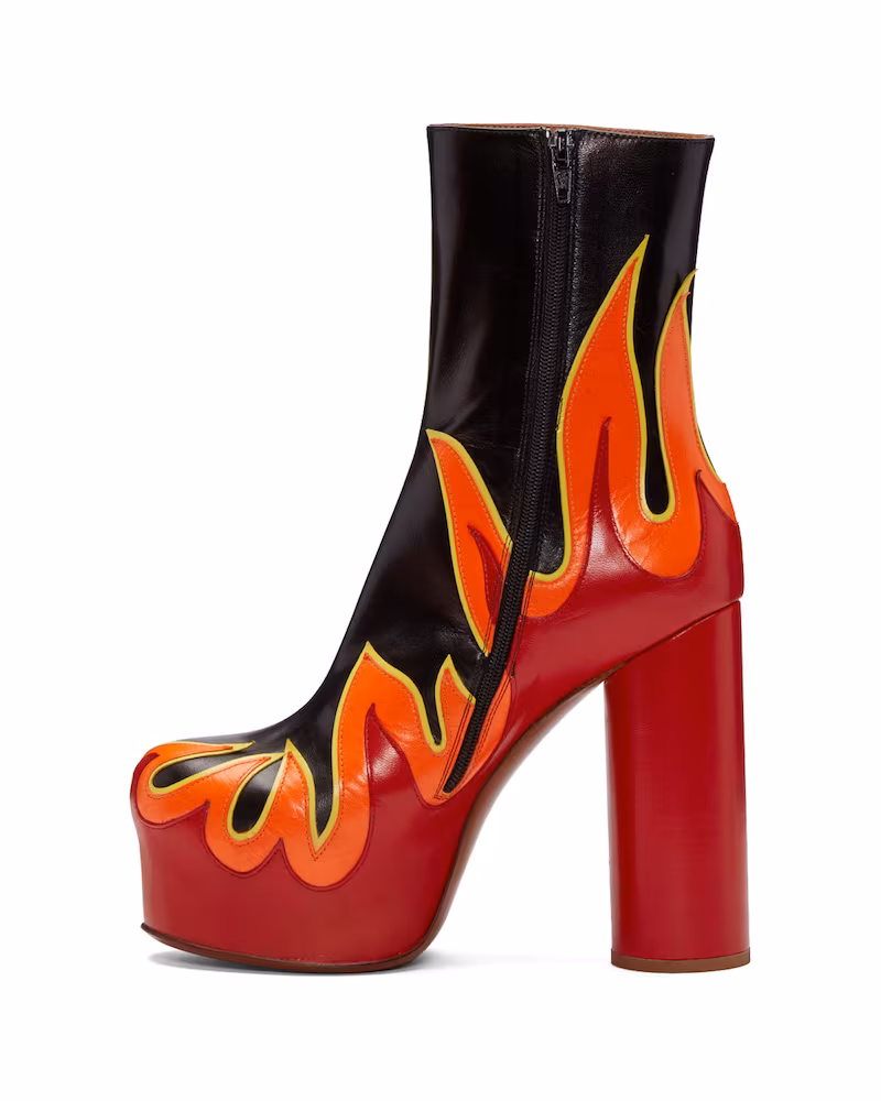 SSENSE Exclusive Vetements Black & Red Leather Flame Boots_5