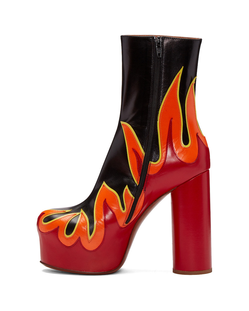 SSENSE Exclusive Vetements Black & Red Leather Flame Boots_5