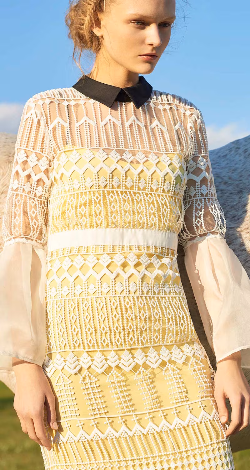 Self Portrait Bell Sleeved Art Deco Dress