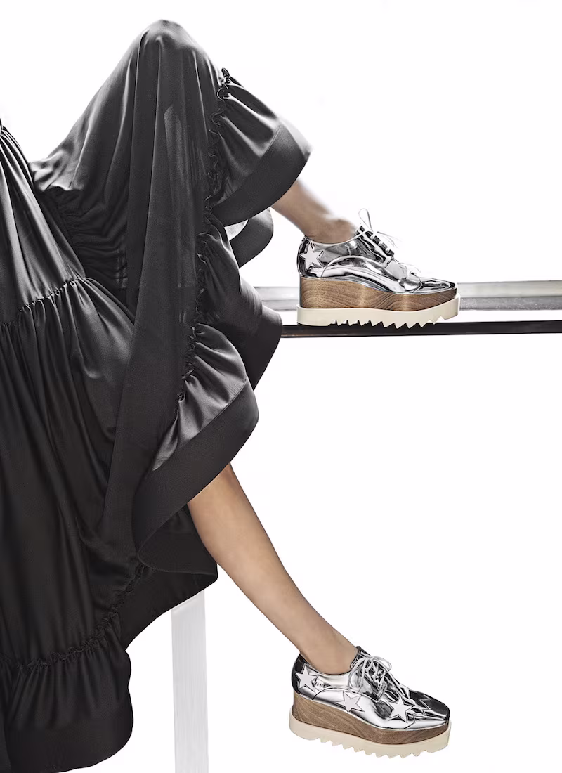 Stella McCartney Wood & Rubber-Platform Metallic Star Oxfords