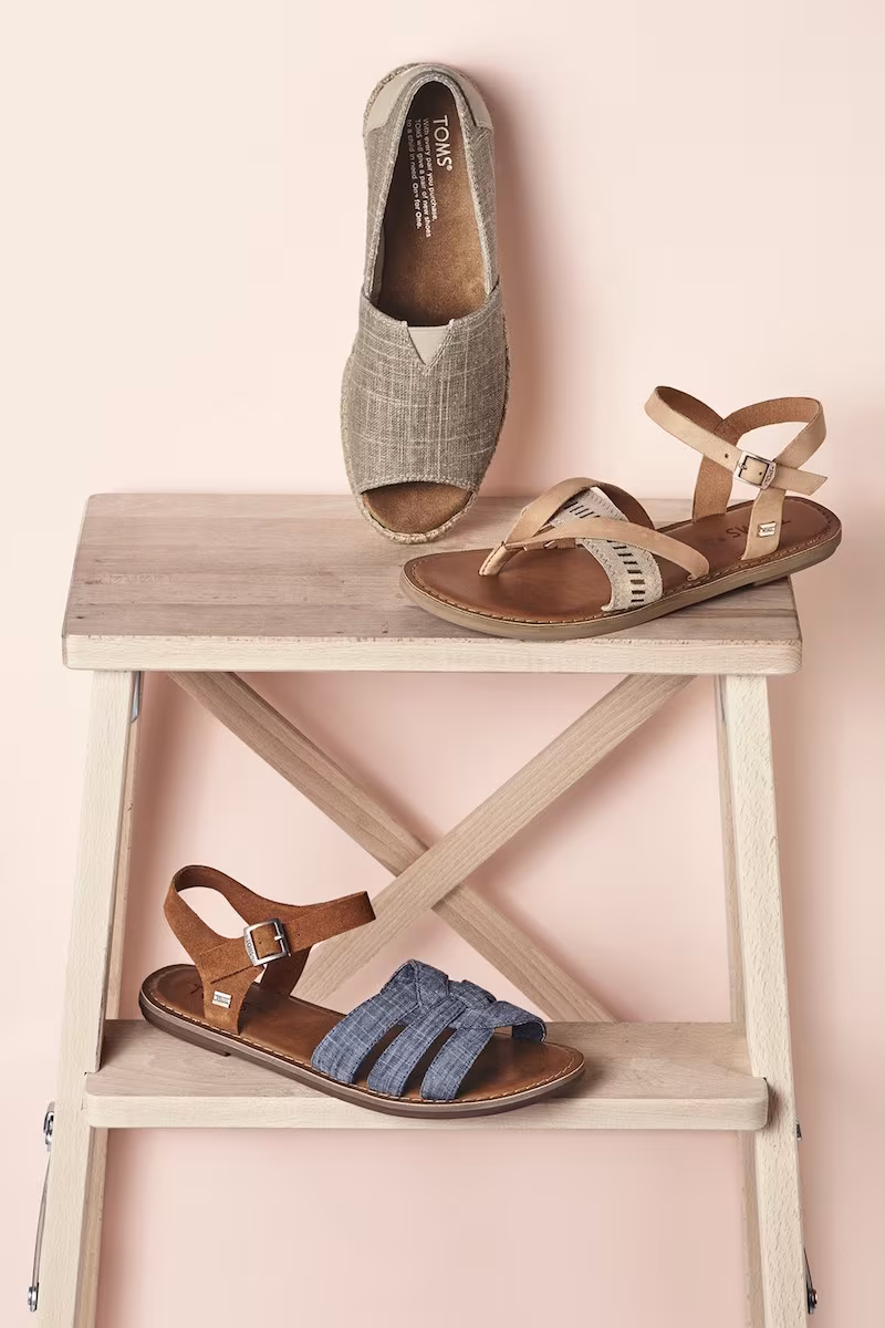 TOMS Metallic Linen Open Toe Espadrille