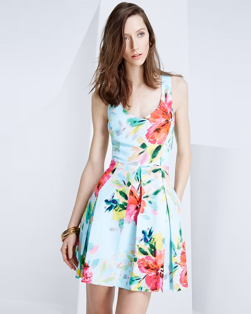 Trina Turk Floral-Print Fit-&-Flare Dress