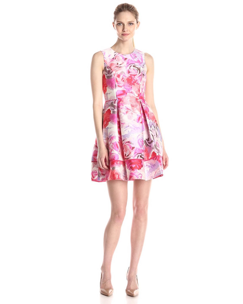 Vince Camuto Rose Floral Fit and Flare Dress