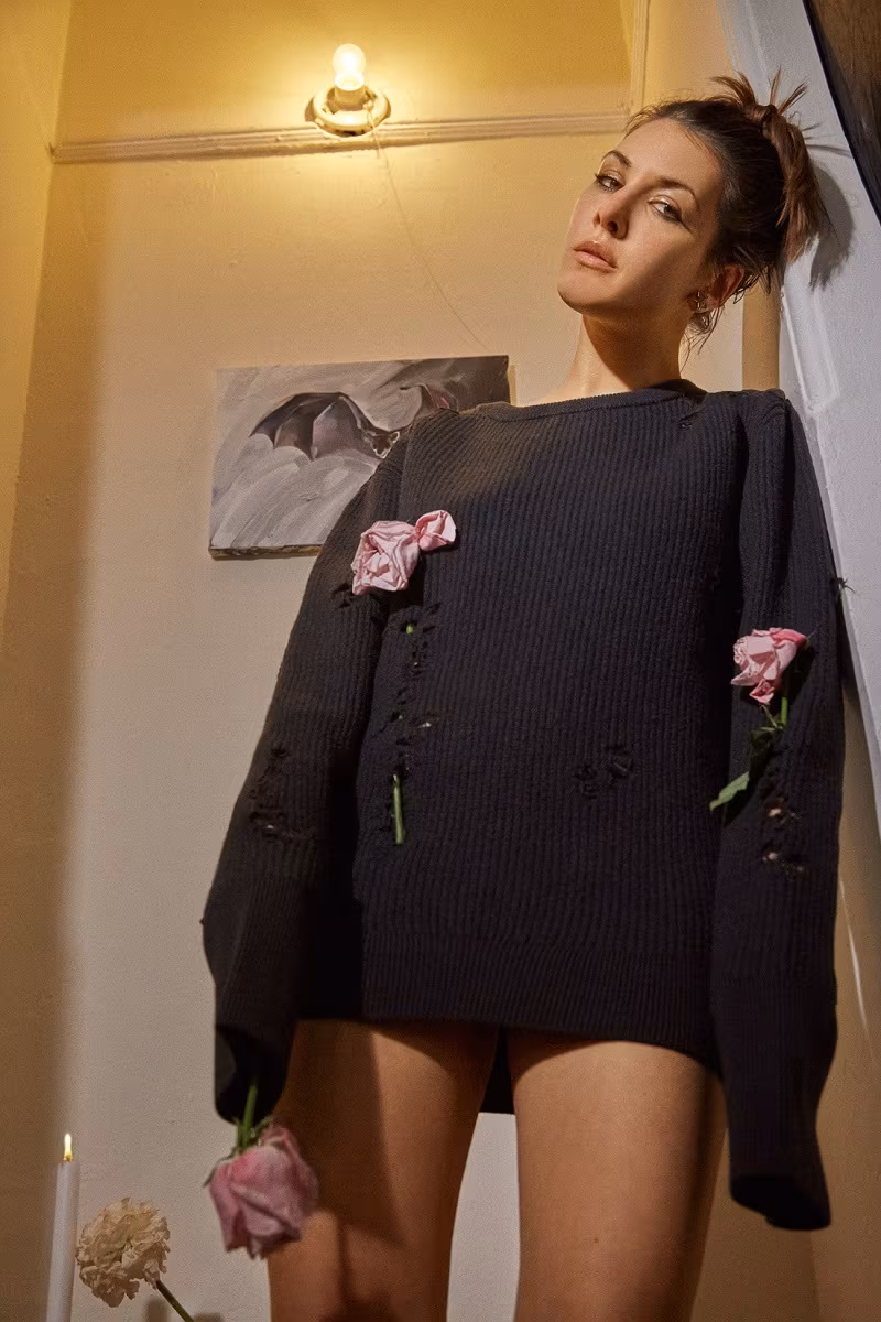 YEEZY Season 1 Charcoal Patched & Destroyed Sweater