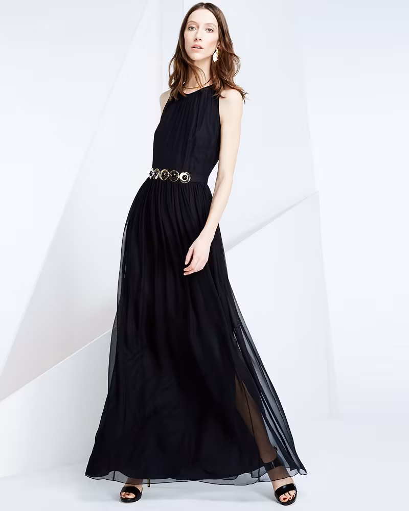 kate spade new york sleeveless embellished-waist maxi dress
