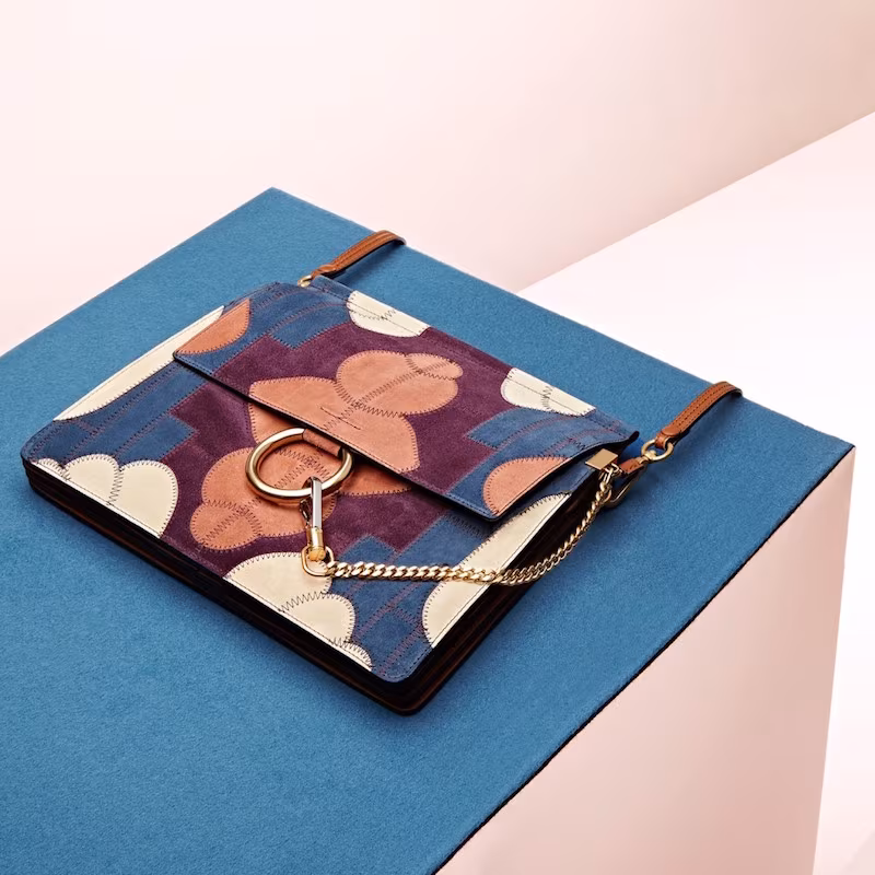 Chloé Faye Medium Suede Patchwork Shoulder Bag