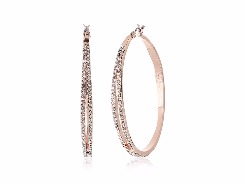 Jessica Simpson Large Split Organic Pave Hoop Earrings