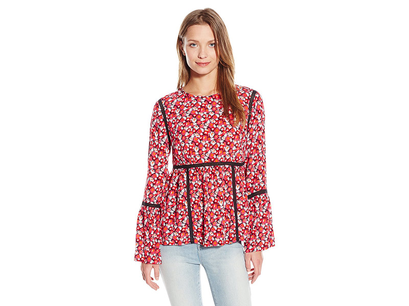 Juicy Couture Black Label Marina Printed Long Sleeve Floral Blouse