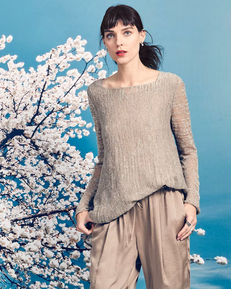 Lafayette 148 New York Layered Sweater with Georgette Tank
