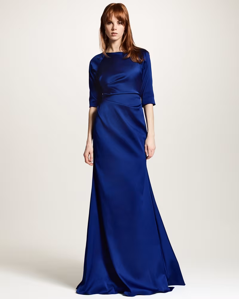 Lela Rose Half-Sleeve Bateau-Neck Mermaid Gown