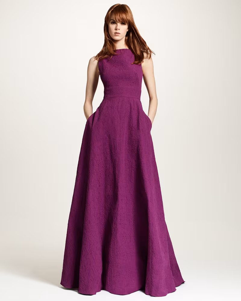 Lela Rose Sleeveless V-Back Gown